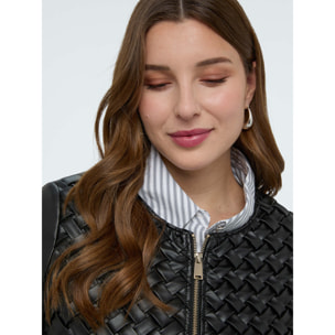 Fiorella Rubino - Chaqueta biker con acabado trenzado - Negro