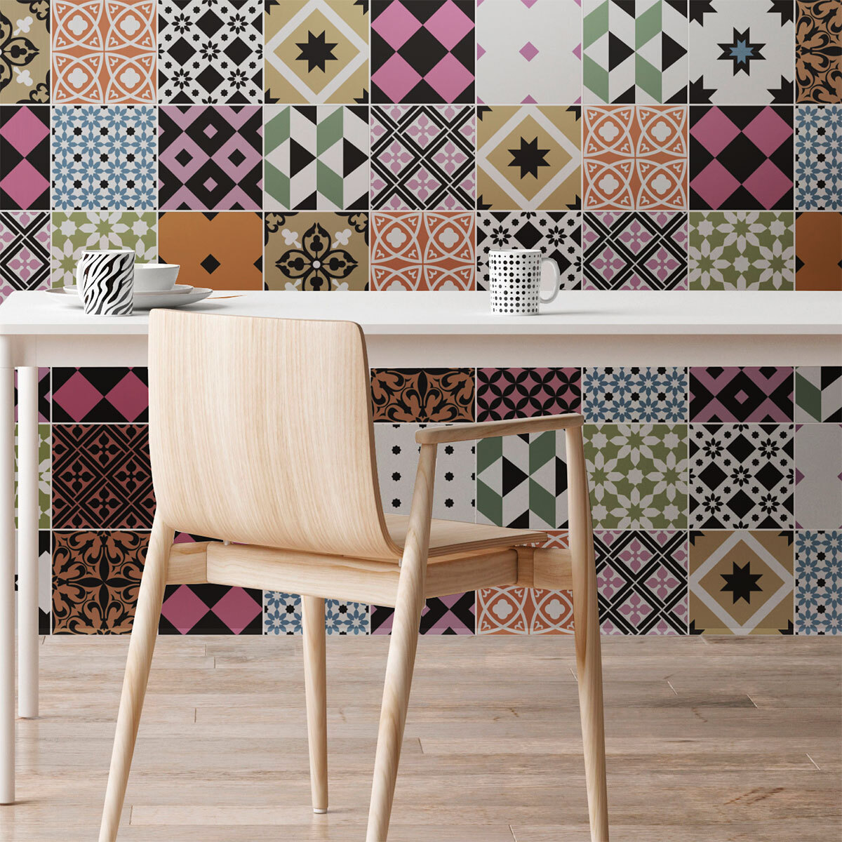 Stickers muraux - Sticker Mural Carrelage adhésif Cuisine Salle de Bain - 60 STICKERS CARRELAGES AZULEJOS CLIOTINO