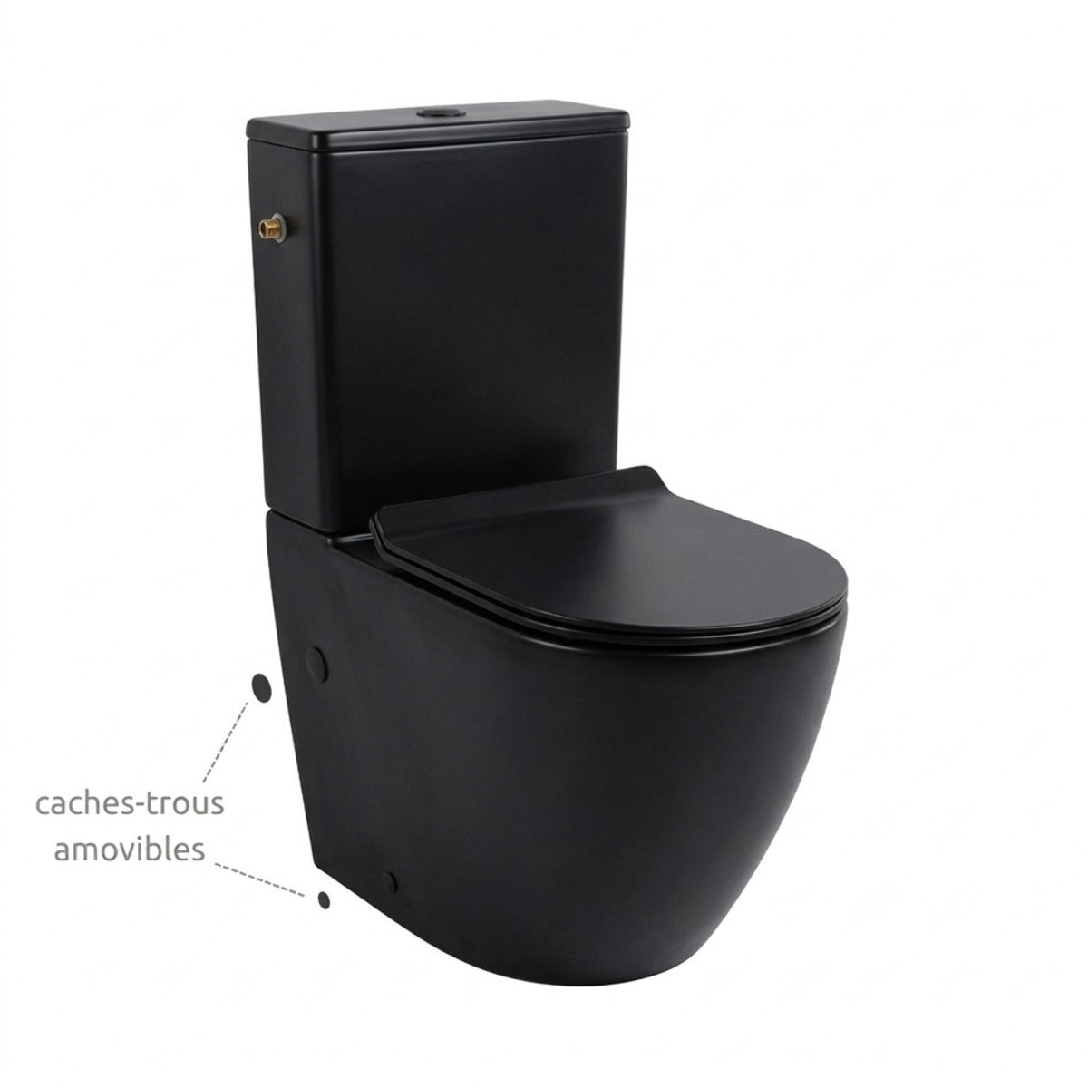PixL WC à poser sans bride + abattant SoftClose + réservoir de chasse, alimentation latérale, noir mat (CEPX030RREXVPBKM)