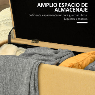 Banco de Almacenamiento Tapizado Lino con Tapa Abatible 102x40x39,5 cm Amarillo