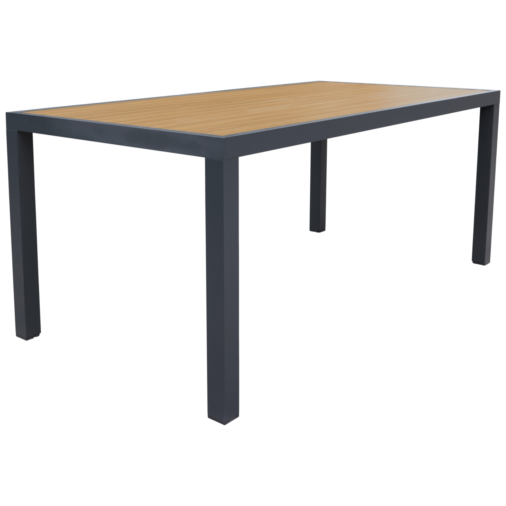 Salon de jardin PALERMO en textilène gris 8 places - aluminium anthracite et effet bois