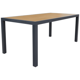 Salon de jardin PALERMO en textilène gris 8 places - aluminium anthracite et effet bois