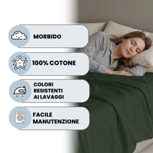 LENZUOLO SOPRA MAX COLOR, 100% Cotone, Tinta Unita, Made in Italy - VERDE OLIVA