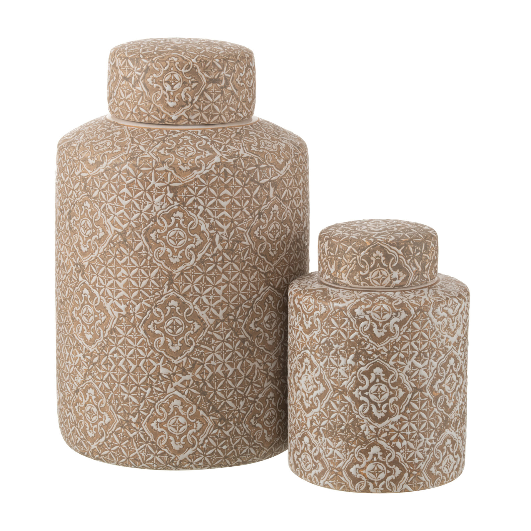 J-Line urne decorative Wabi - porcelaine - beige/blanc - large