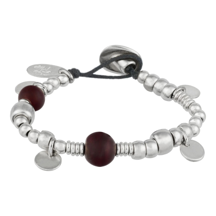 Pulsera multibead en burgundy plata