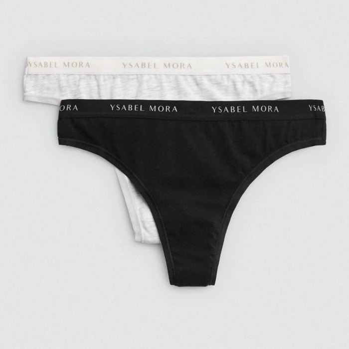 Confezione da 2 slip basico in cotone nero e grigio