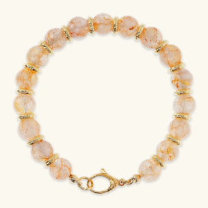 Bracciale con Sfere in Acquamarina Sfaccettata e Rondelle Martellate