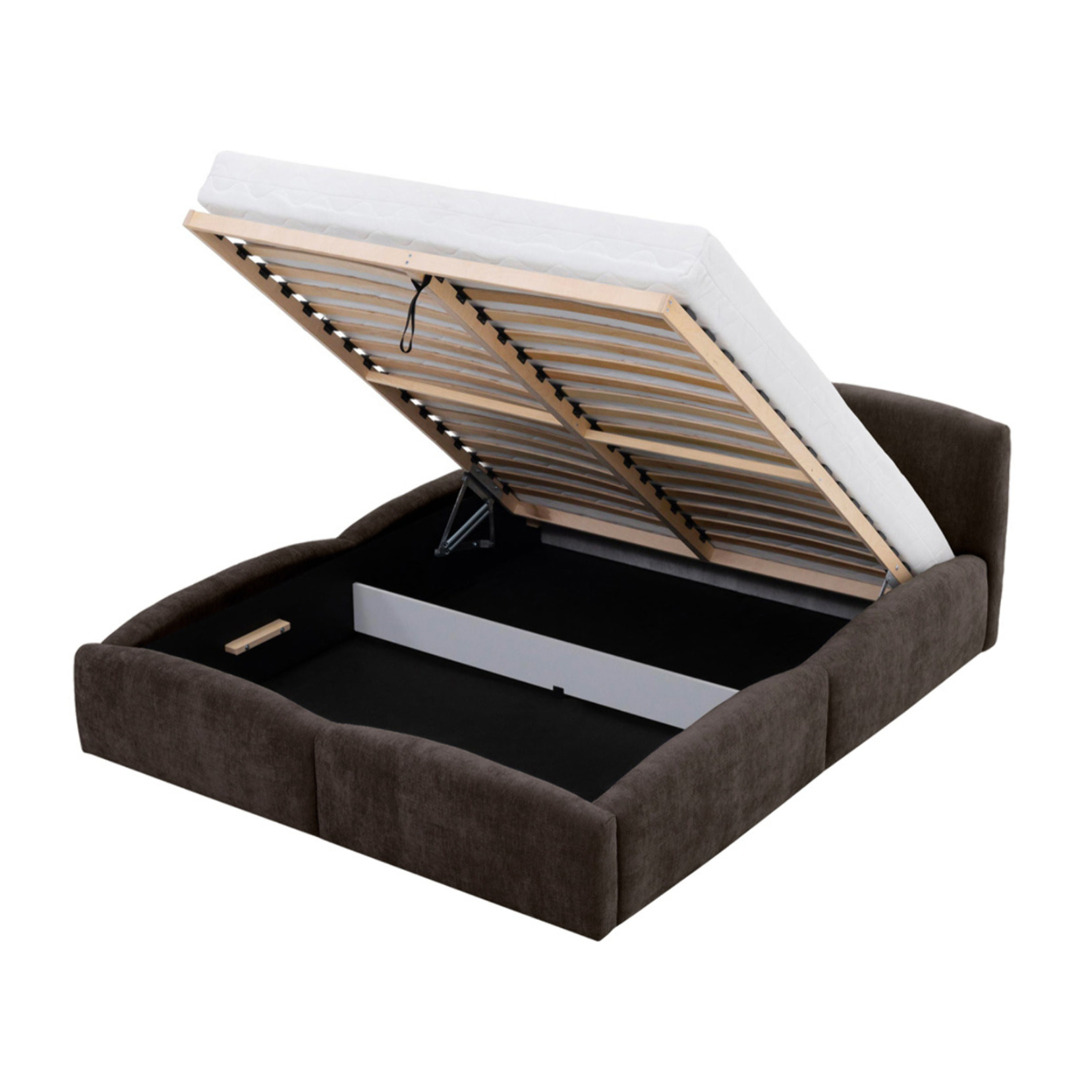 Carla - lit coffre - 180x200 cm - en velours texturé - sommier inclus - Marron