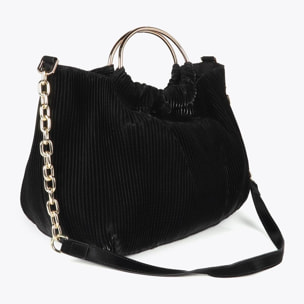 Borsa Plissettata Effetto Pelle con Etichetta 'bags lovers'