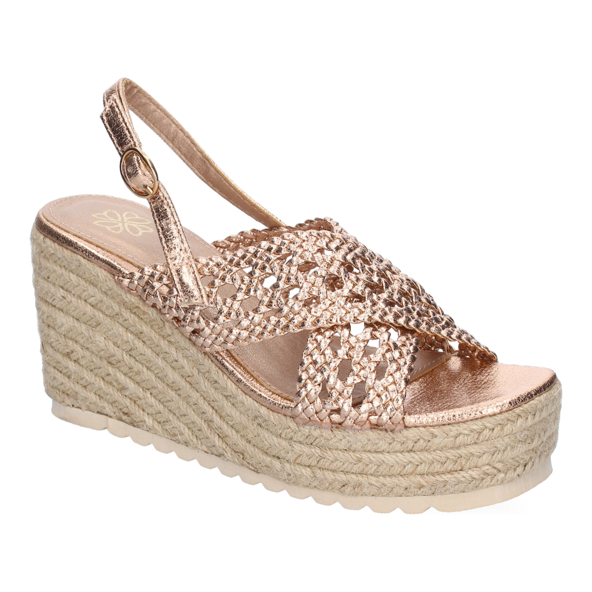 Sandalia de Cuña de Yute para Mujer, Comodas y Elegantes, Diseño Trenzado en la Pala