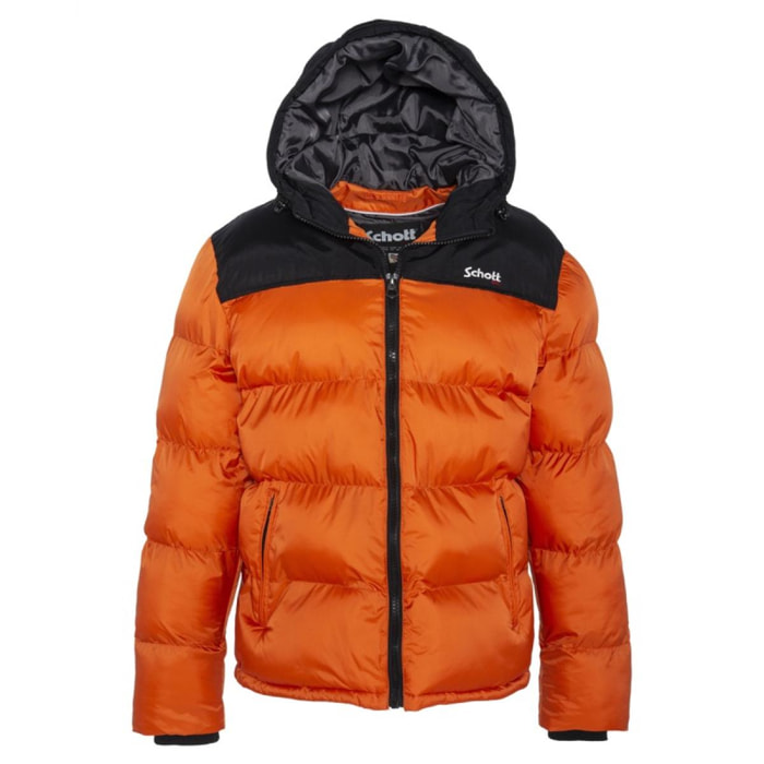 UTAH2 PADDED HOODED JACKET WITH YOKES & SCHOTT NYC CHEST EMBROIDERY BODY = 100% NYLON / YOKES = 60% COTTON 40% NYLON Altro