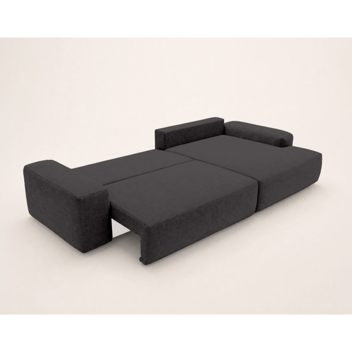 Tama - Canapé d'angle droit 4 places convertible avec coffre en tissu - Gris