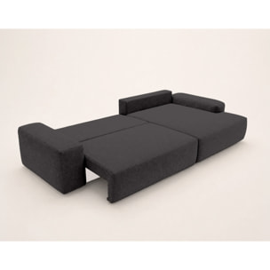 Tama - Canapé d'angle droit 4 places convertible avec coffre en tissu - Gris