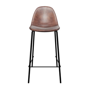 Lot de 2 chaises pour îlot central 65 cm en cuir synthétique marron - Henrik