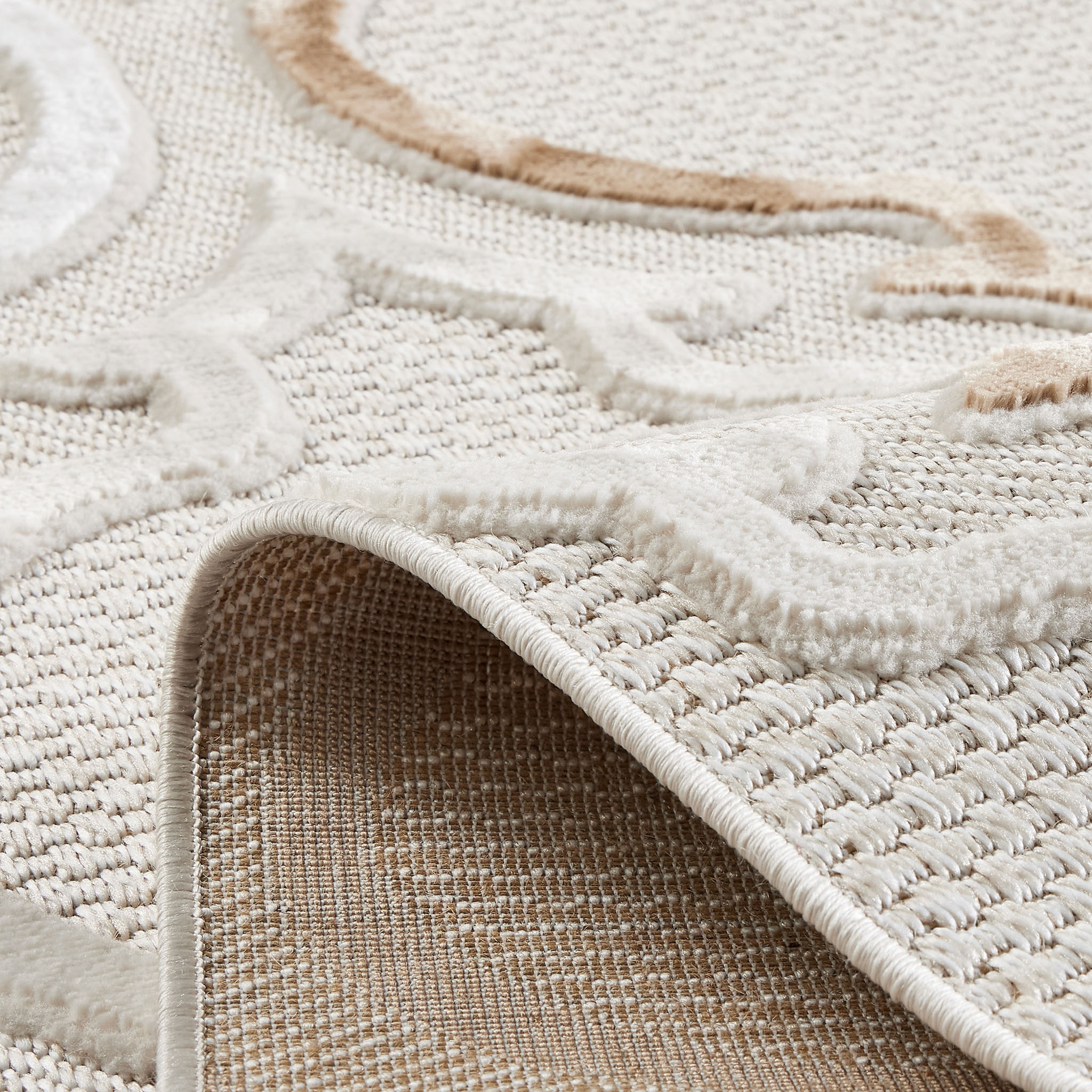 Tapis Loopin 329 beige - Motif en relief - Indoor & Outdoor