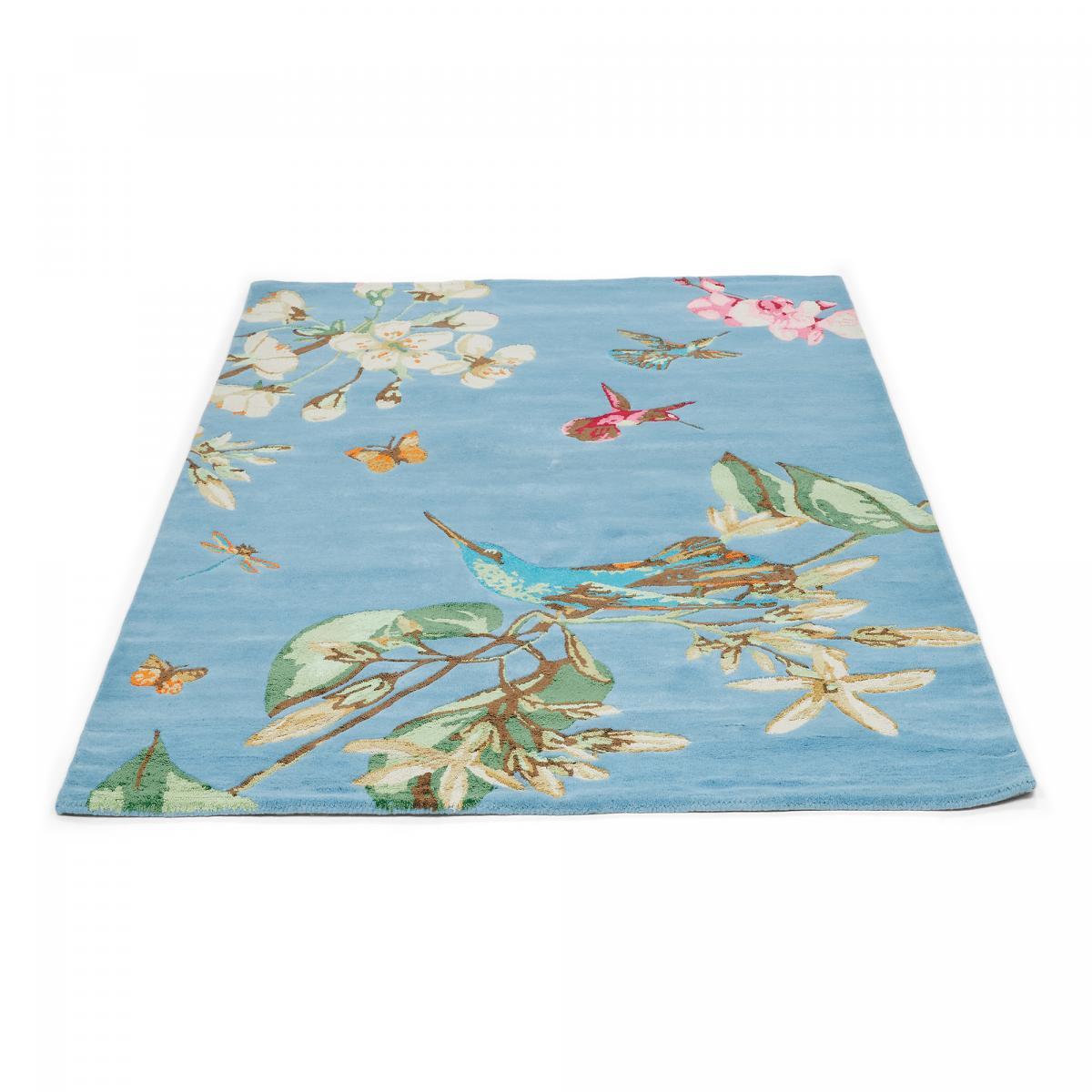 Tapis salon et chambre fait à la main en laine motif floral VAMA