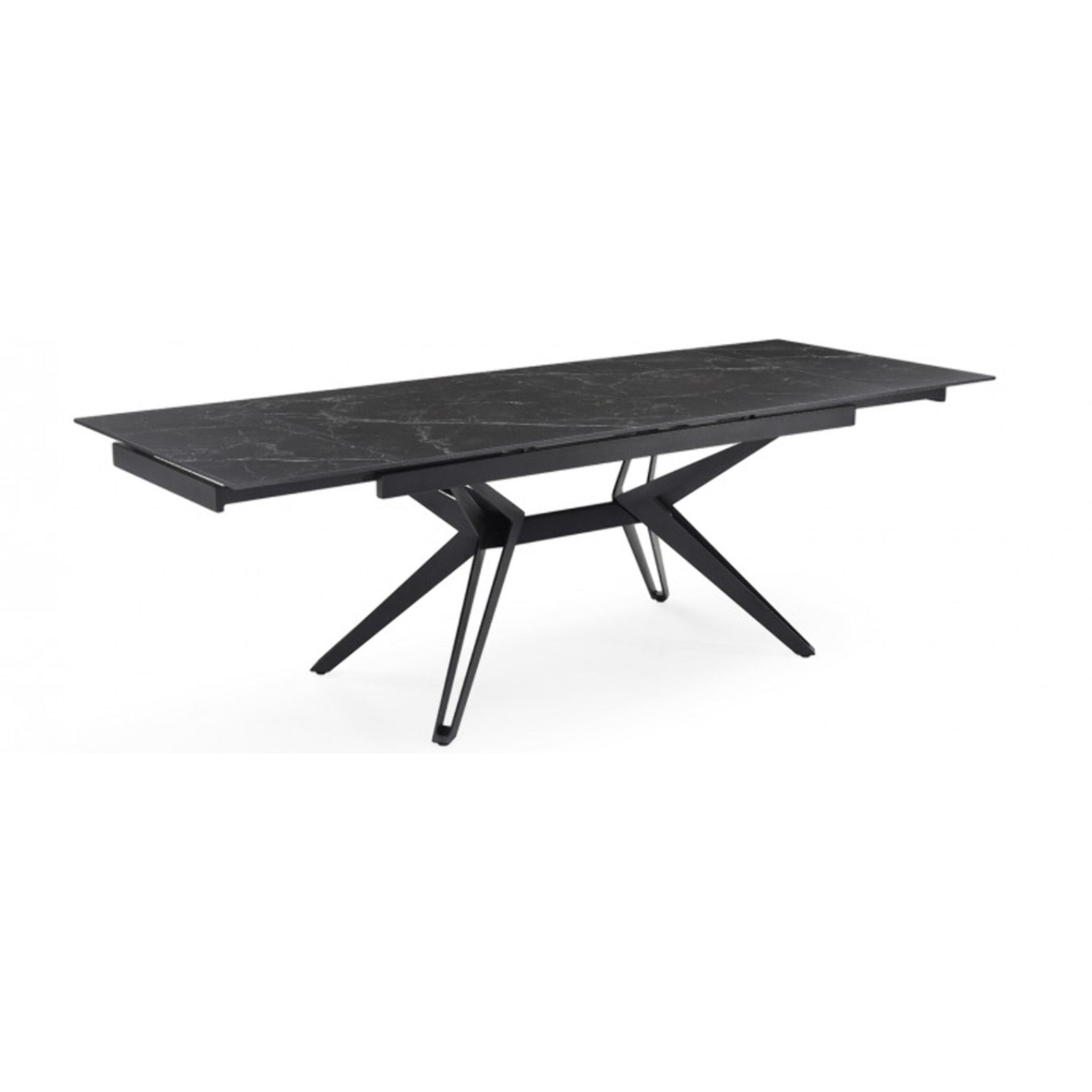 Table extensible en céramique marbré noir L160/240cm - 9 piètements - UNIK