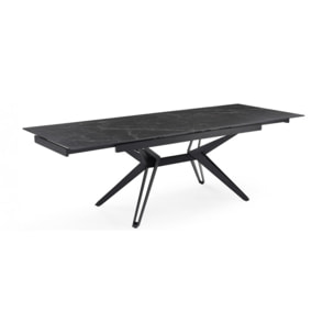 Table extensible en céramique marbré noir L160/240cm - 9 piètements - UNIK