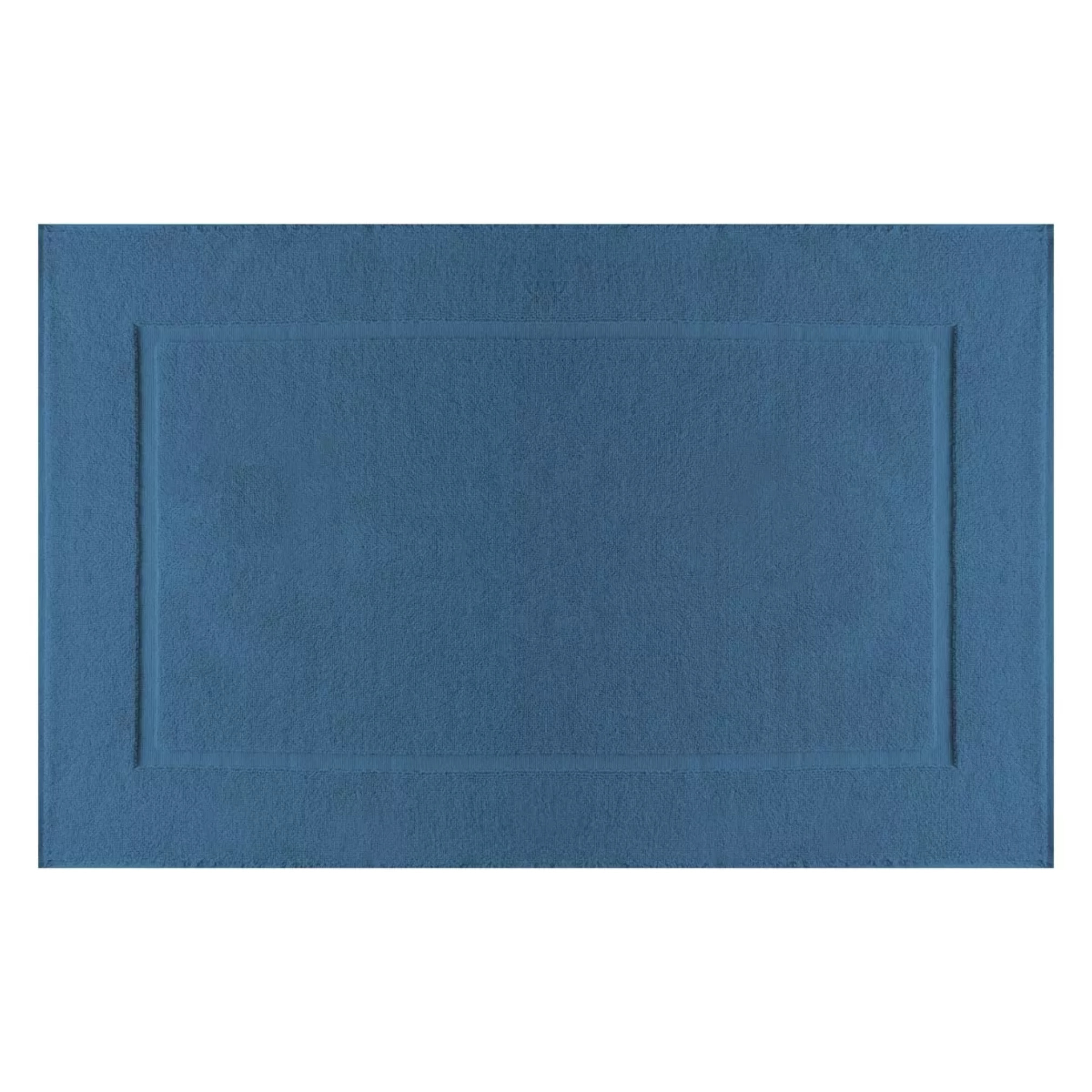 Tapis de bain pur coton 850 g/m² uni bleu Vitae denim