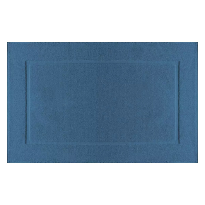Tapis de bain pur coton 850 g/m² uni bleu Vitae denim
