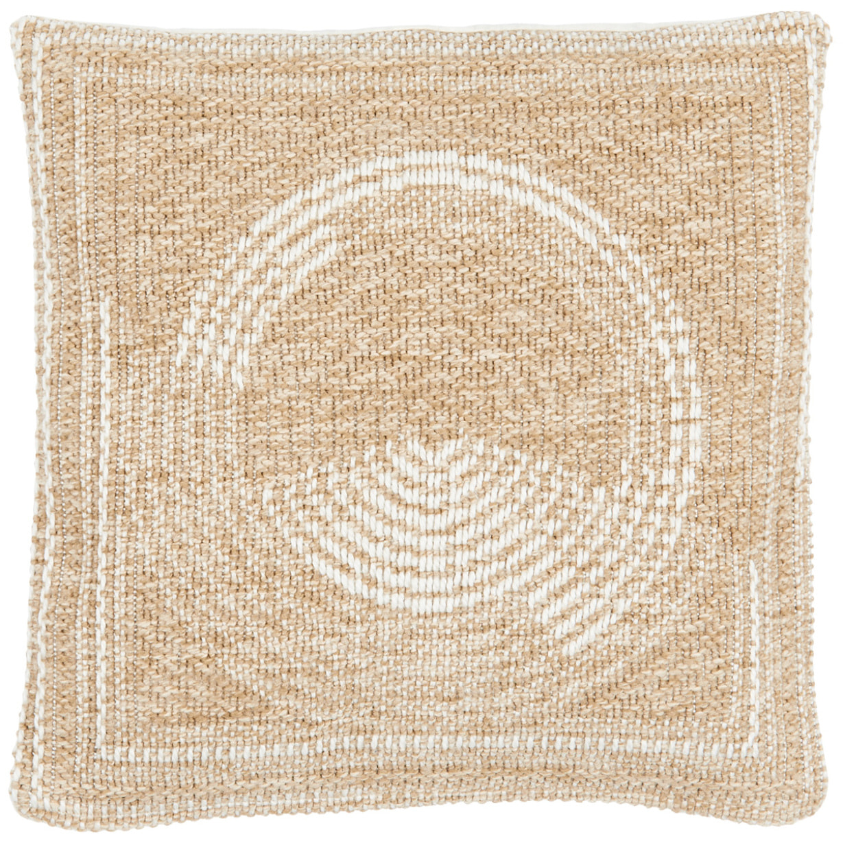 NATURE - Housse de coussin aspect jute motif graphique blanc 50x50