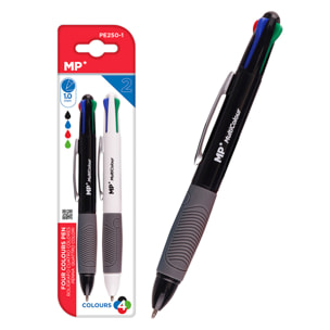 SET BOLÍGRAFO 4 COLORES 1.0 mm 2 Uds. Cuerpo negro o blanco.