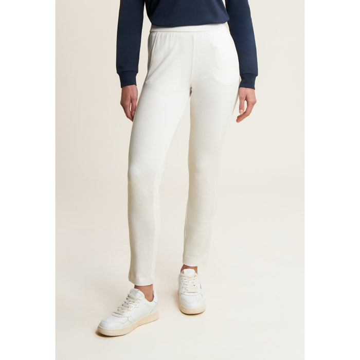 Pantaloni sportivi in viscosa con dettagli a costine