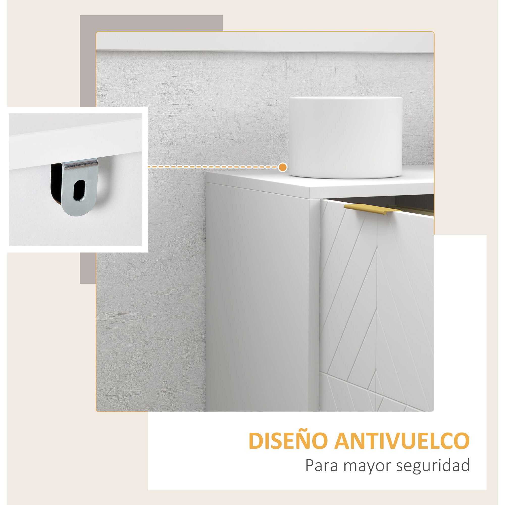 Aparador Auxiliar con 3 Cajones 2 Armarios Puerta Estante Ajustable 120x40x76 cm