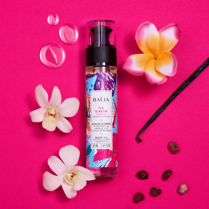 Île d'Azur - Huile corps à l'extrait de vanille et d'huile de baobab 50 ml