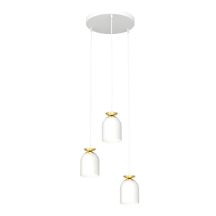 Lampada a sospensione Target in acciaio bianco e oro