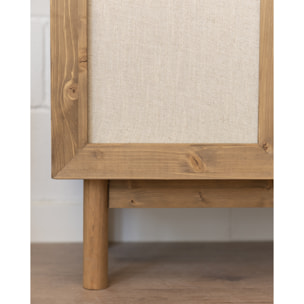 Armoire en bois massif et toile de lin ton chêne foncé 180x80cm Hauteur: 180 Longueur: 80 Largeur: 40
