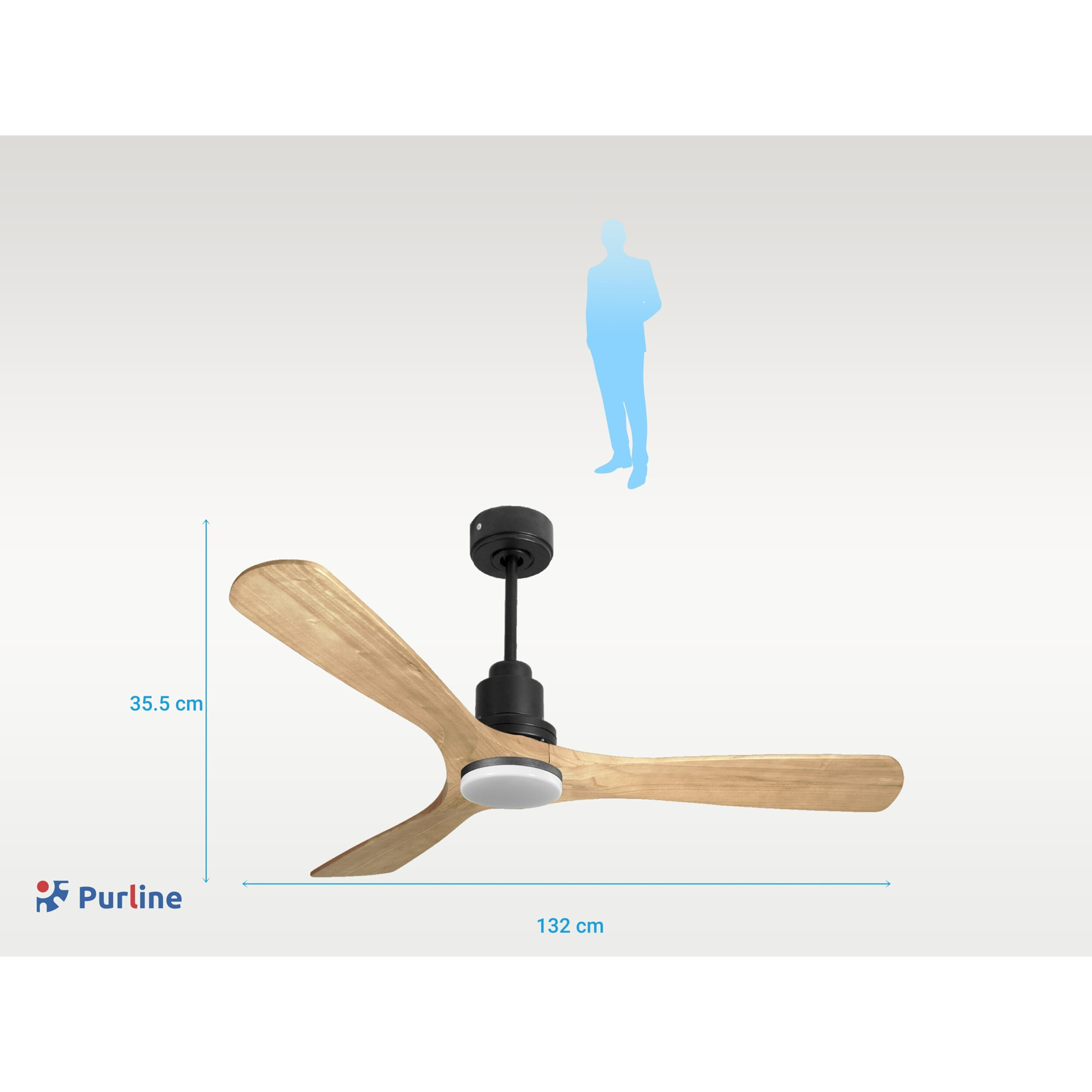 Ventilateur de plafond Réversible  Thermostat Dimmable Wifi Moteur à courant continu Toits en pente Télécommande Lumière à trois tons Hypersilence Mémoire