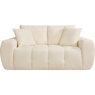 Canapé droit en tissu style bubble "Léonie" - 2 places - Beige