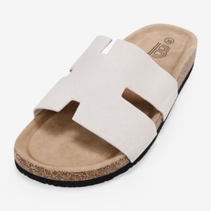 Sandalias planas beige con suela de corcho