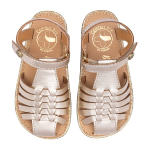 SANDALIA BAREFOOT PIEL CHETTO CANGREJERA TRENZADA ORO
