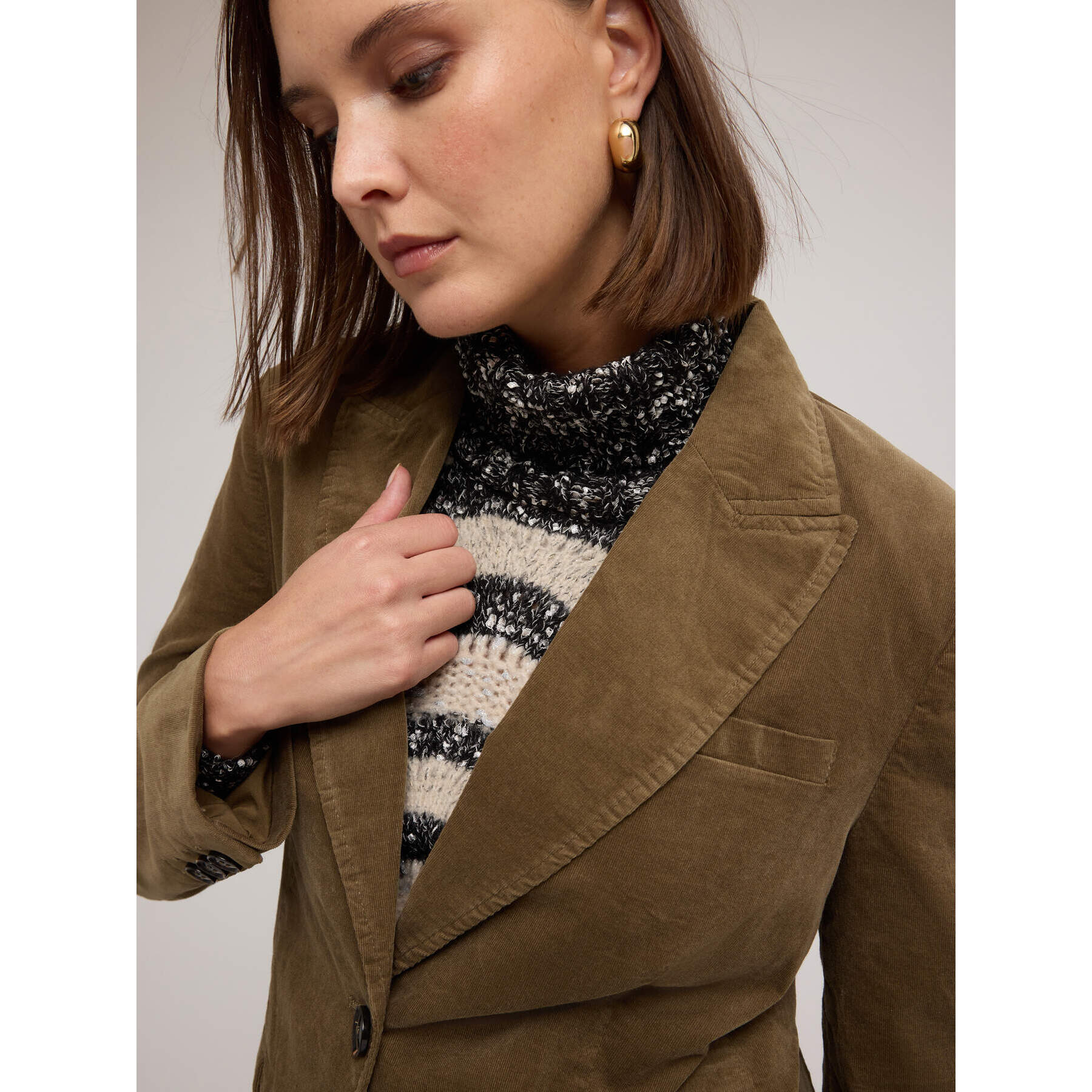 Motivi - Blazer in velluto a coste di cotone - Verde militare