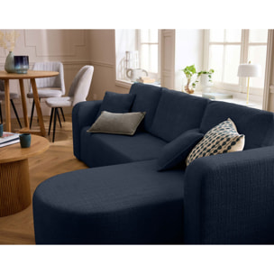 Miro - canapé d'angle réversible - 4 places - convertible avec coffre - en velours texturé - Bleu