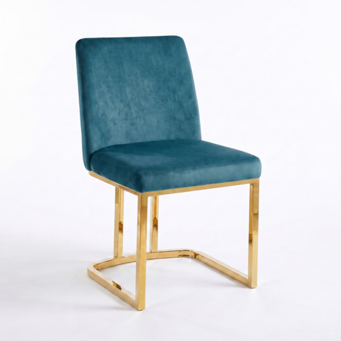Sedia Imbottita in Effetto Velluto con Gambe Oro, Design Moderno ed Elegante per Sala da Pranzo, Cucina, Soggiorno, Studio e Ufficio