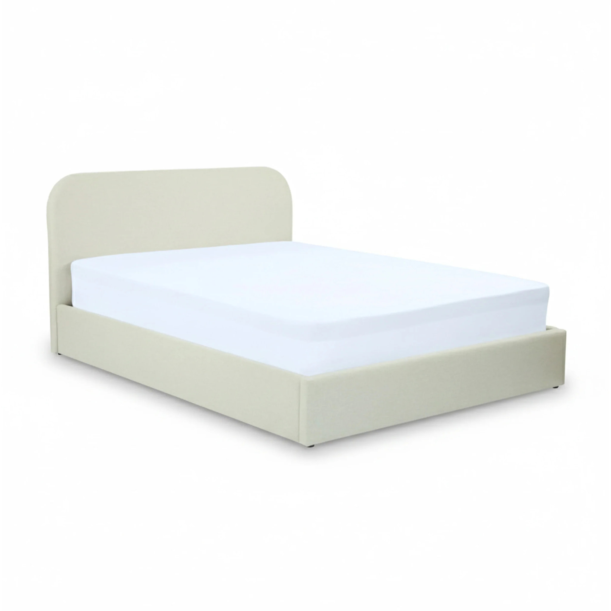 Lit double avec coffre 160x200 cm en tissu gris/beige - Tilly