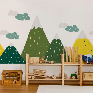 Stickers muraux enfants - Décoration chambre bébé - Autocollant Sticker mural géant enfant montagnes scandinaves ZOUKA