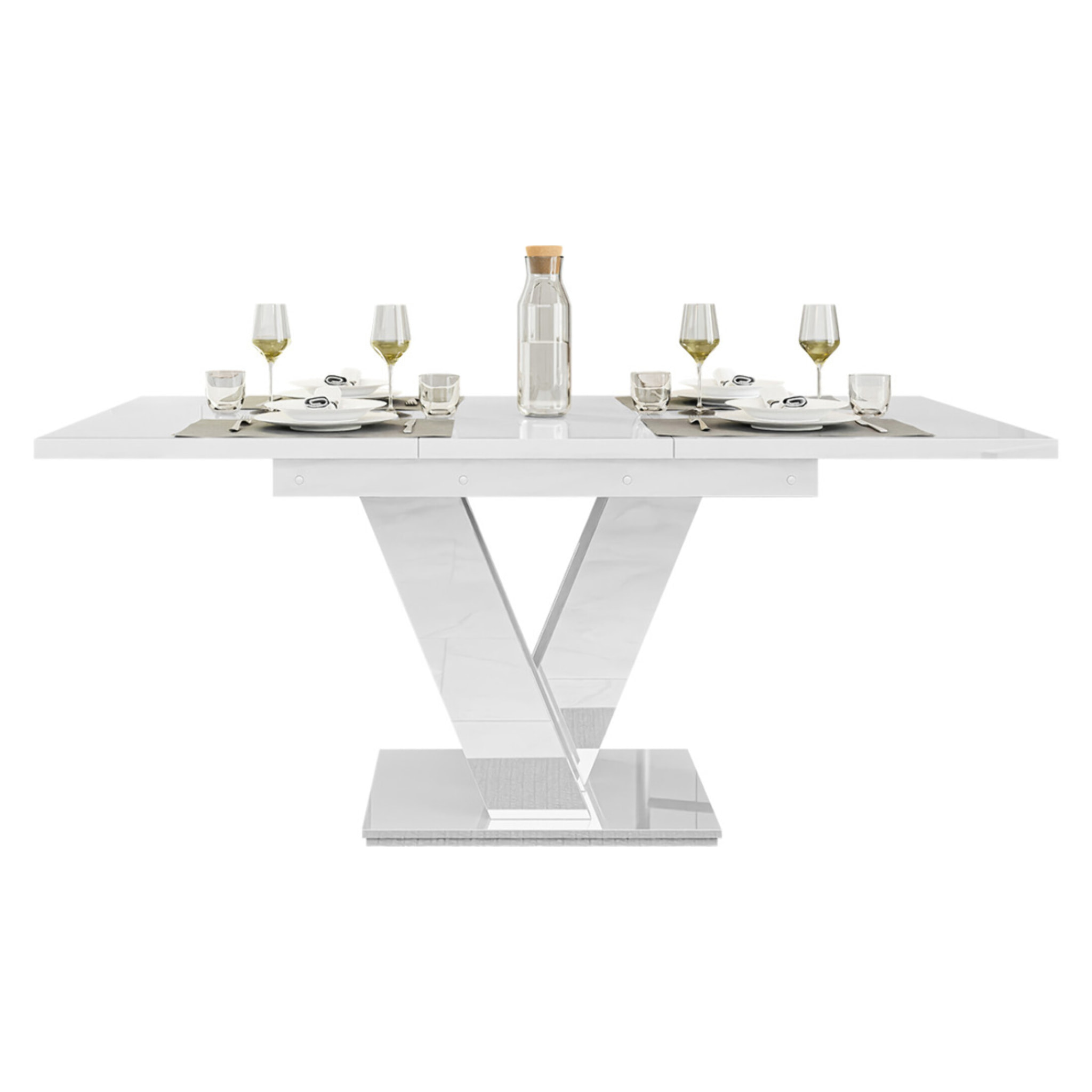 Xandriel - table à manger extensible - blanc - 4 à 6 personnes - Blanc