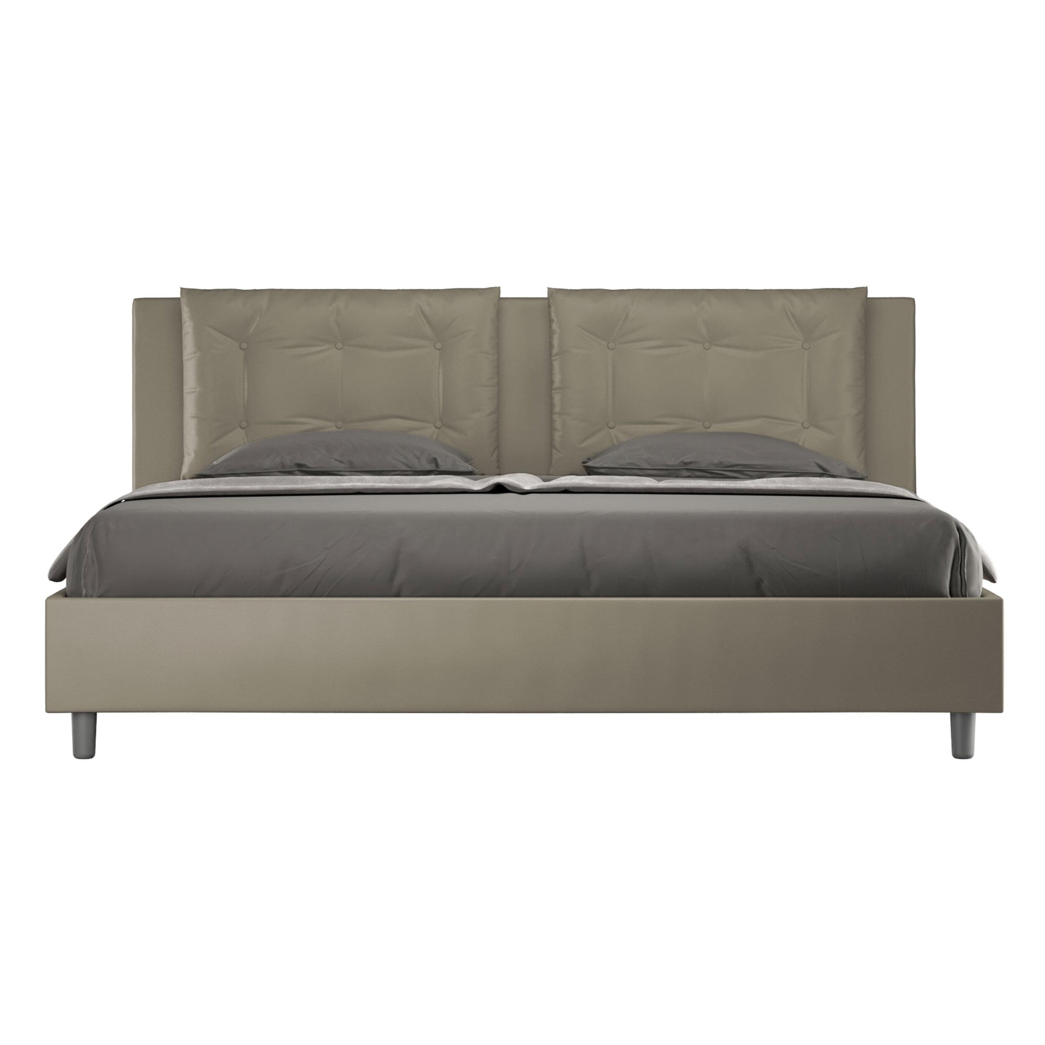 Lit king size coffre rembourré 180x210 similicuir cappuccino Annalisa