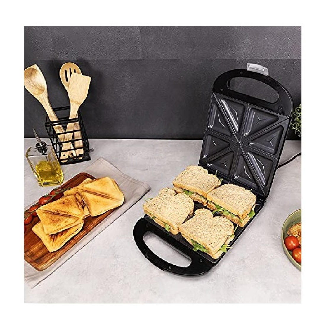 Cecotec Appareil à sandwichs Rock´nToast Family pour 4 sandwichs avec finitions