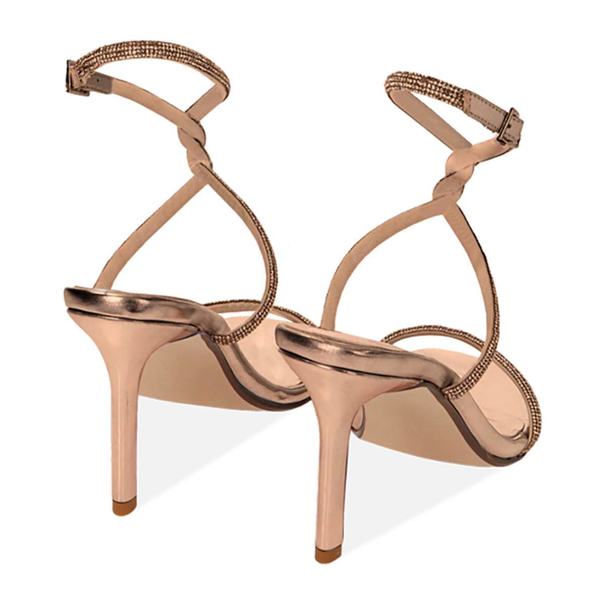 Sandalias doradas rosas, tacón de 11 cm