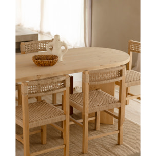 Table à manger en bois massif ton chêne moyen en différentes tailles