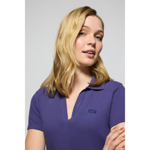 Polo Pedraza blu oceano senza bottoni con logo Polo Club in gomma