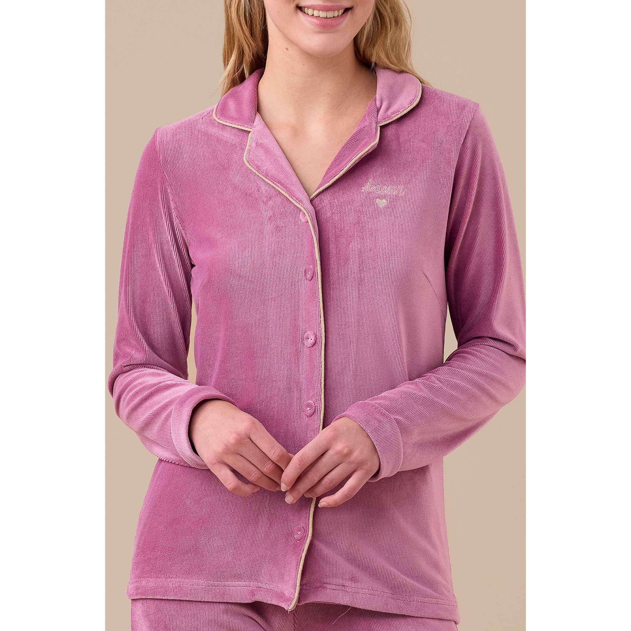 Pigiama donna ciniglia a coste articolo velvet. Noidinotte