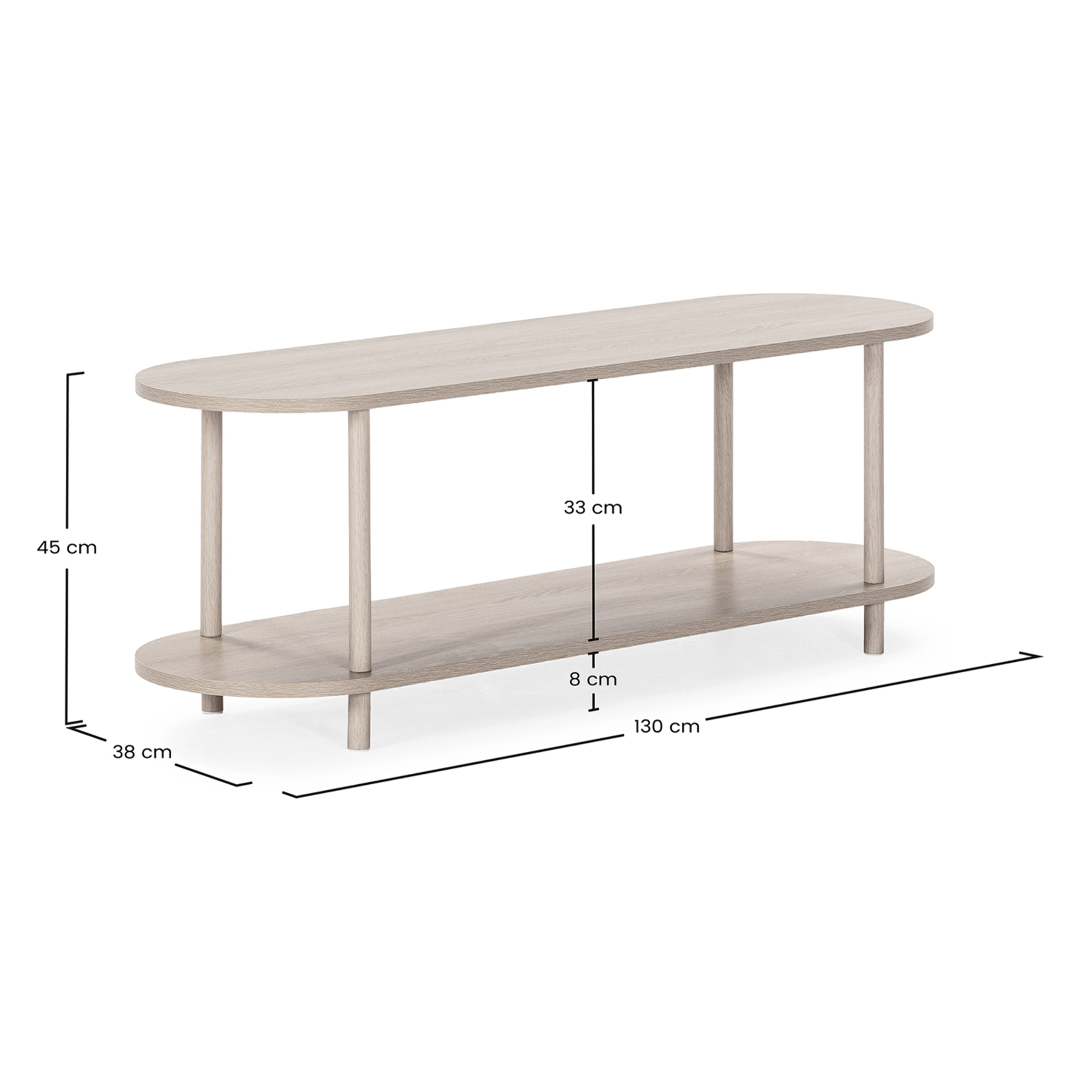 Mueble tv Montana 2 estantes efecto Roble