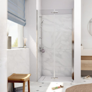 SK Porte de douche 100x196cm pliante anticalcaire avec profilé chrome brillant (SATSK100)