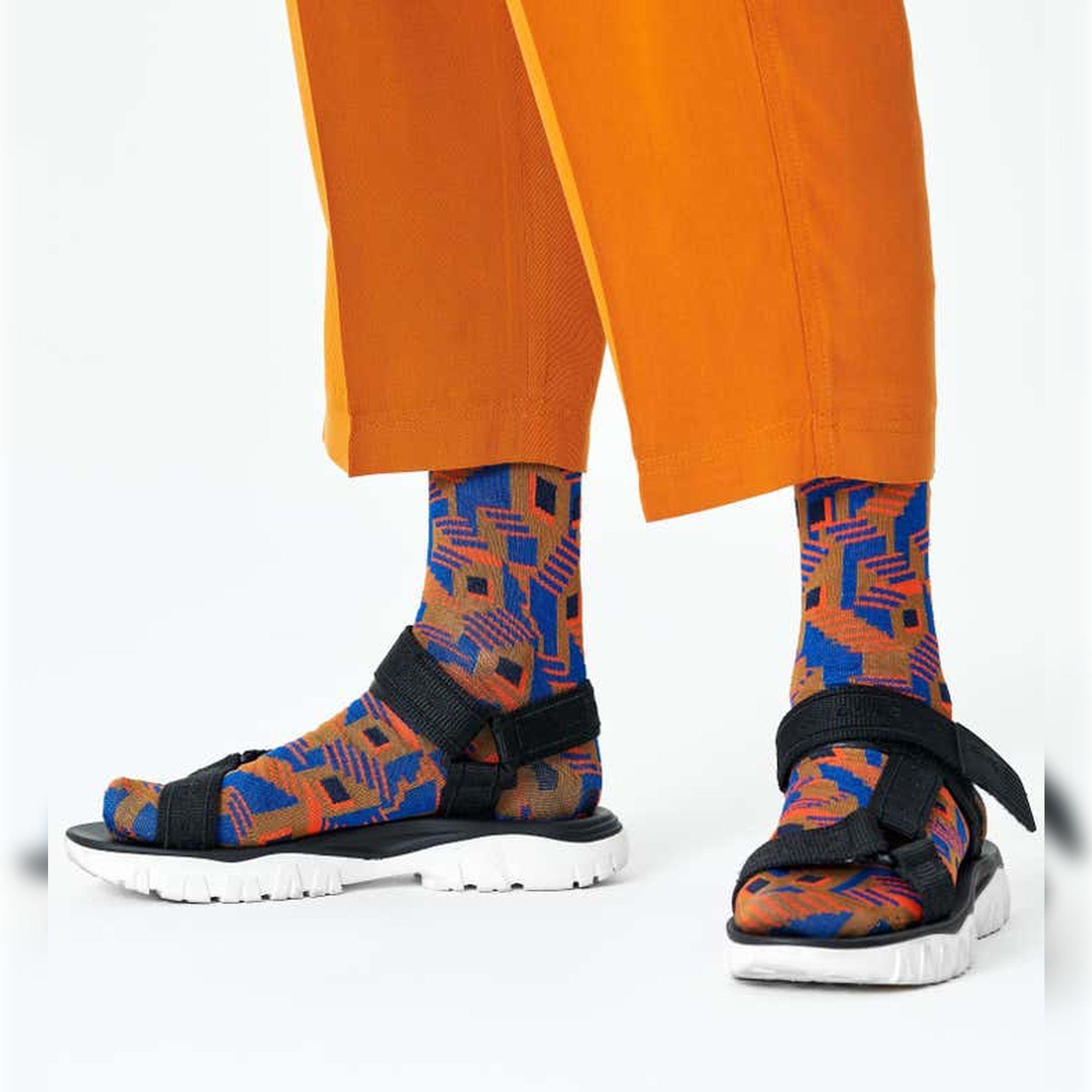 Calcetines dressed city maze crew azules y naranjas